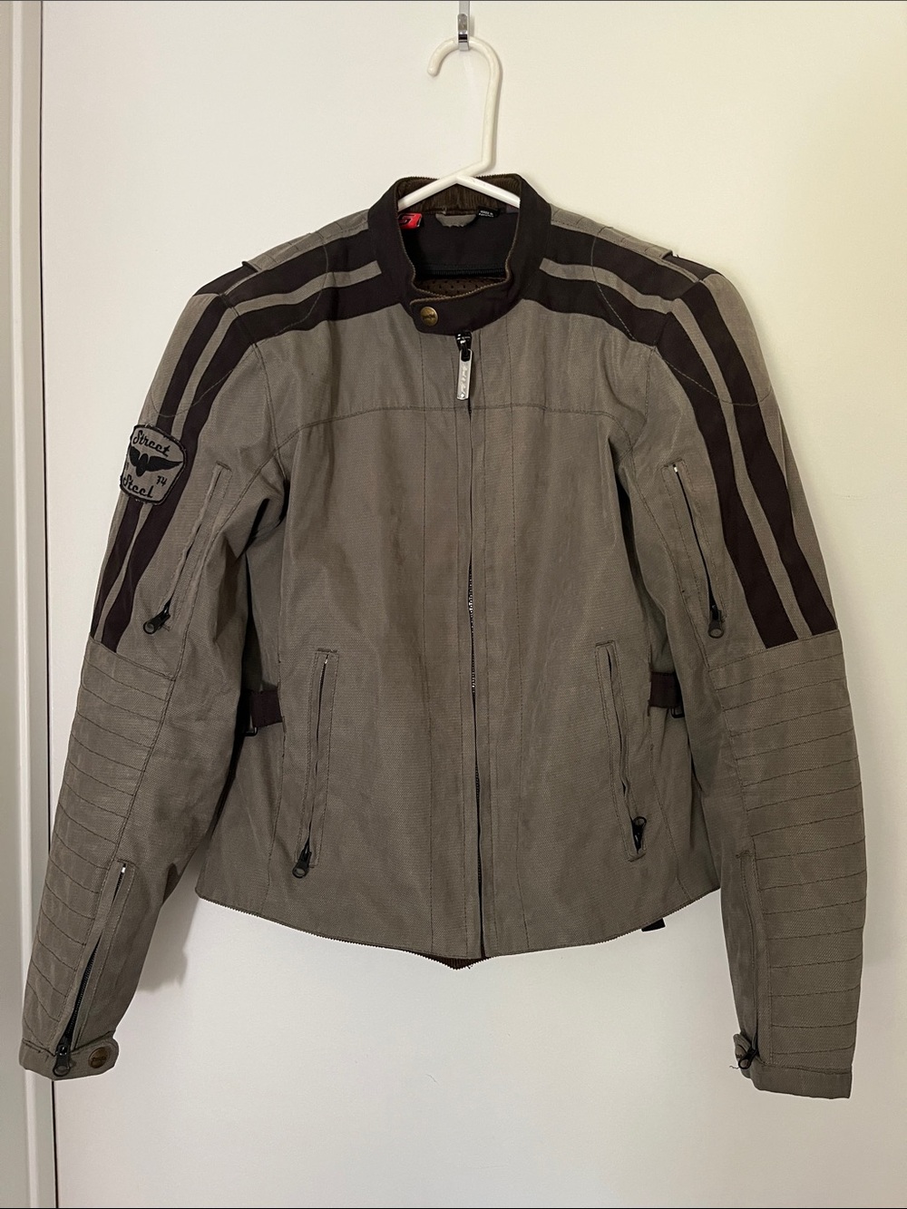 Street & Steel Armored Motorcycle Biker Jacket Khaki Green Women's Small